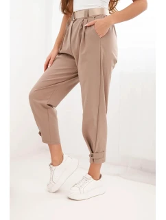 Kalhoty Summer Punto s zapínáním na nohavicích camelové
