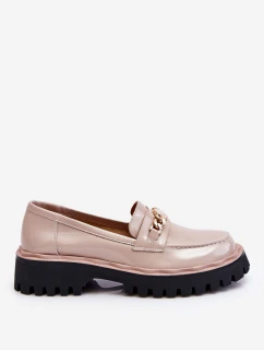 Lakované mokasíny na platformě Béžové model 21611378 - S.Barski