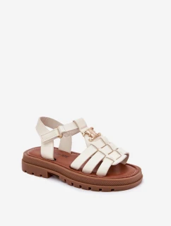 Dívčí sandály s ozdobným detailem béžové Serina