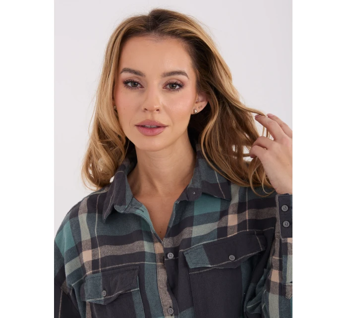 Košile D71720Z11085B šedá modrá Košile D71720Z11085B šedá modrá