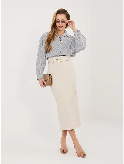 Spódnica IT SD jasny beżowy model 22042607 - FPrice Spódnica IT SD jasny beżowy model 22042607 - FPrice