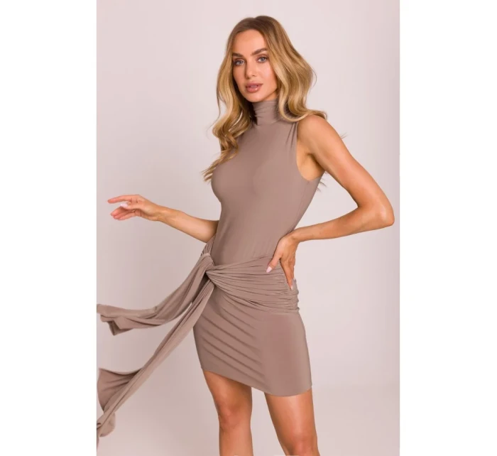 model 20970460 Mini šaty s vázáním vpředu béžové - Moe