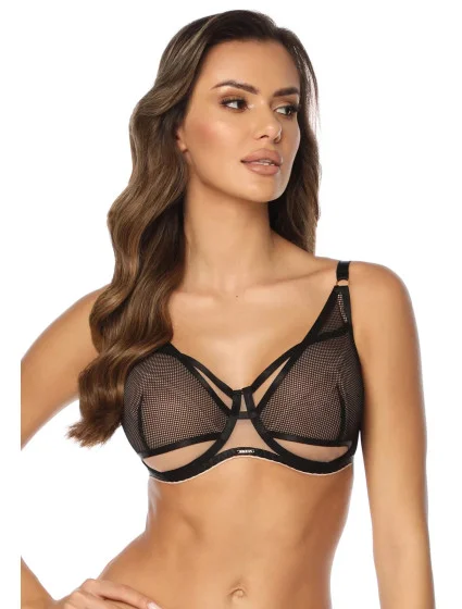 Dámská podprsenka SC-1067 Open Alice Černá s béžovou - Kinga