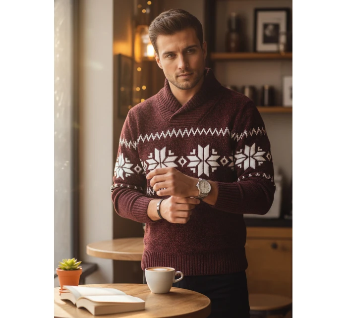 Pánský vínový svetr Dstreet model 21982520 - FashionStreet Pánský vínový svetr Dstreet model 21982520 - FashionStreet