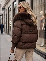 Dámská prošívaná zimní bunda s kožešinou, hnědá, FashionStreet TY5744 Dámská prošívaná zimní bunda s kožešinou, hnědá, FashionStreet TY5744