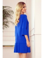 LUCY - Pohodlné plisované dámské šaty v chrpové barvě 228-8