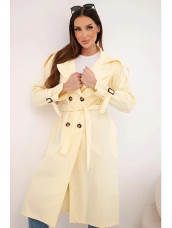 Dámský kabát v pase s límcem žlutý