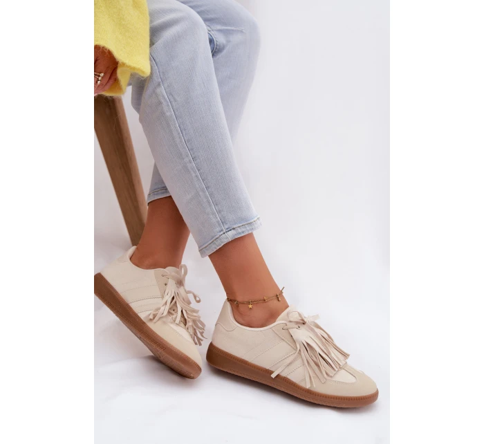 Dámské tenisky s třásněmi Béžové model 21937712 - Boto