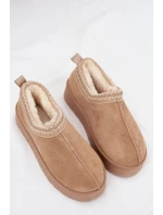 Dámské nízké sněhule Taliah na platformě s vyšíváním – béžové