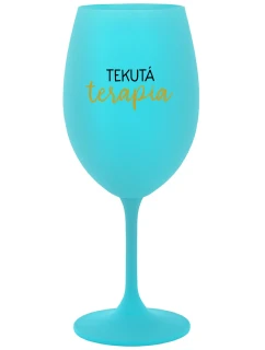 TEKUTÁ TERAPIA - tyrkysový pohár na víno 350 ml