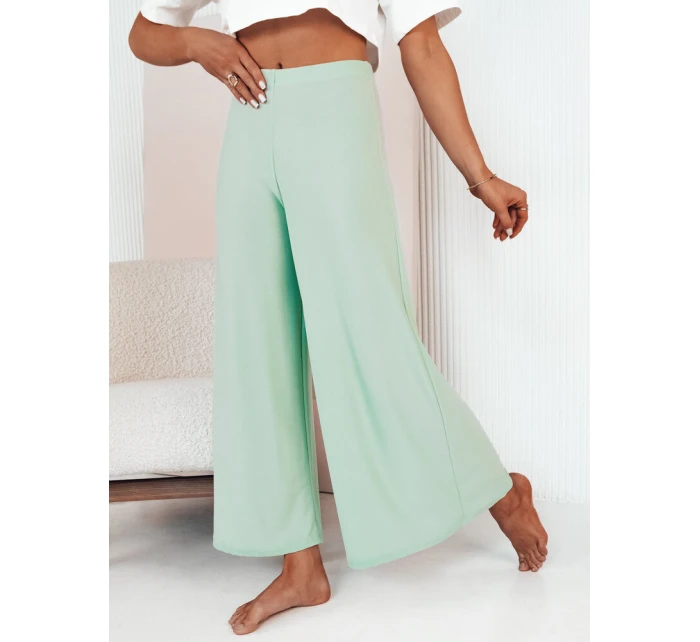 Dámské kalhoty TERENI s širokými nohavicemi v mátové barvě FashionStreet UY2004