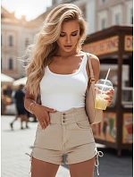 Dámské bavlněné šortky se zavazováním STYLE SHORTS beige FashionStreet SY0391