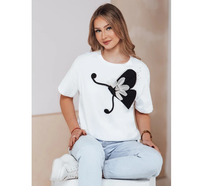 Dámské tričko se zdobením PEARLI bílé FashionStreet RY2718