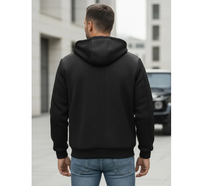 Pánská přechodná bunda s kapucí černá FashionStreet TX5016 Pánská přechodná bunda s kapucí černá FashionStreet TX5016