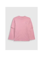 Dívčí tričko oversize s potiskem a dlouhým rukávem 4F 4FJRAW25TLONF543-54S