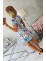 Květinové šaty s véčkovým výstřihem mint