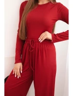 Dámský viskózový komplet s halenkou a širokými kalhotami bordový Dámský viskózový komplet s halenkou a širokými kalhotami bordový
