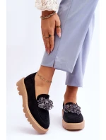 Módní semišové mokasíny s krystaly Černé model 21615397 - VINCEZA Módní semišové mokasíny s krystaly Černé model 21615397 - VINCEZA