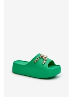 Dámské lehké pěnové žabky s ozdobami zelené model 21665943 - Boto Dámské lehké pěnové žabky s ozdobami zelené model 21665943 - Boto
