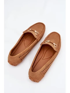 Dámské perforované mokasíny s ozdobou Kaydance – camel