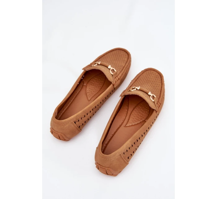 Dámské perforované mokasíny s ozdobou Kaydance – camel