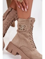 Dámské kotníkové boty worker s ozdobou Melisse – béžové Dámské kotníkové boty worker s ozdobou Melisse – béžové