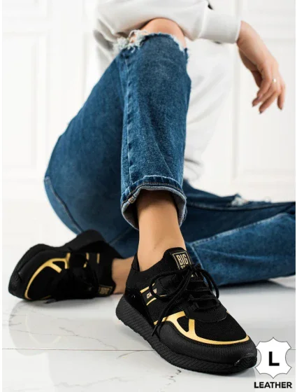 Luxusní černé tenisky dámské bez podpatku Luxusní černé tenisky dámské bez podpatku