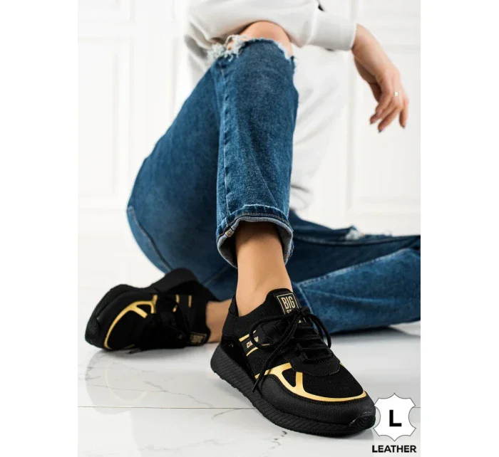 Luxusní černé tenisky dámské bez podpatku Luxusní černé tenisky dámské bez podpatku