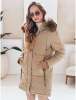 Dámská zimní bunda parka s kapucí, velbloudí barva Dstreet model 21991270 - FashionStreet