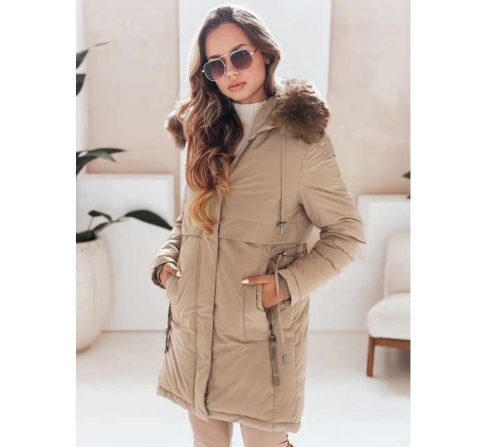 Dámská zimní bunda parka s kapucí, velbloudí barva Dstreet model 21991270 - FashionStreet