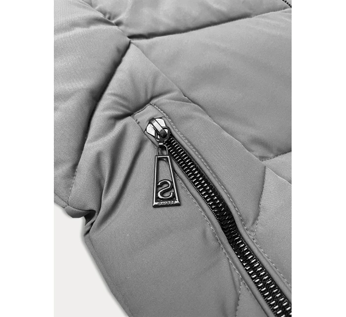 Tmavě šedá dámská zimní plus size bunda s do stehen model 21248379 - S'WEST Tmavě šedá dámská zimní plus size bunda s do stehen model 21248379 - S'WEST