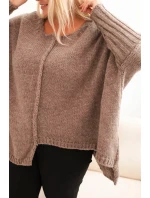 Svetr dámský Plus Size z model 21297044 s volným střihem a rukávem 3/4 fango - K-Fashion