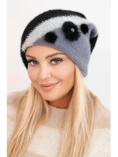 Dámská elegantní čepice s ozdobami a páskem černá model 21470155 - K-Fashion