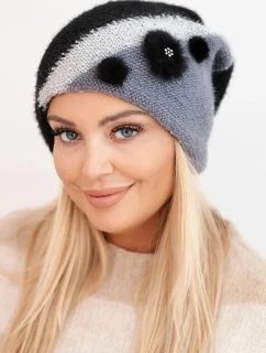 Dámská elegantní čepice s ozdobami a páskem černá model 21470155 - K-Fashion