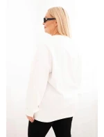 Dámská mikina Plus Size bavlněná basic s kulatým výstřihem bílá