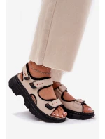 Kožené Dámské Sandály Se  Béžové model 21696023 - Artiker