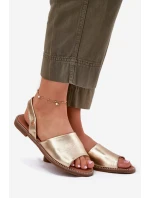 Dámské Sandály Na Plochém Podpatku Eko Kůže Zlaté model 21697875 - EVENTO Dámské Sandály Na Plochém Podpatku Eko Kůže Zlaté model 21697875 - EVENTO