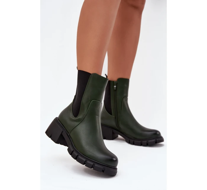 Dámské Boty Na Korku Eko Kůže Tmavě Zelené Kyra Dámské Boty Na Korku Eko Kůže Tmavě Zelené Kyra