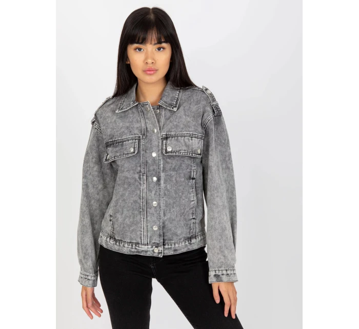 Dámská džínová bunda EM KR Šedá jeans model 20101358 - FPrice Dámská džínová bunda EM KR Šedá jeans model 20101358 - FPrice