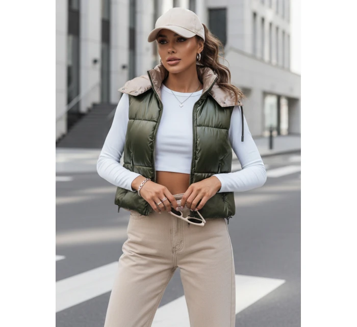 Dámská prošívaná vesta OSHE zelená FashionStreet TY3704