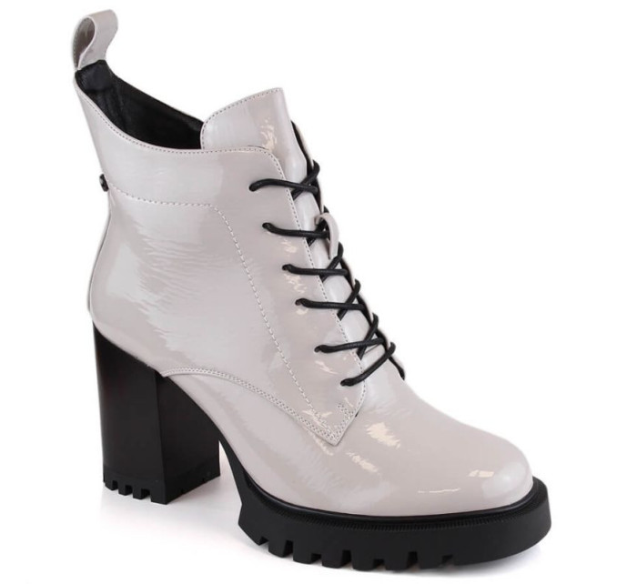 Zateplené boty D&A S na podpatku.Barski Premium Collection W OLI234A šedá
