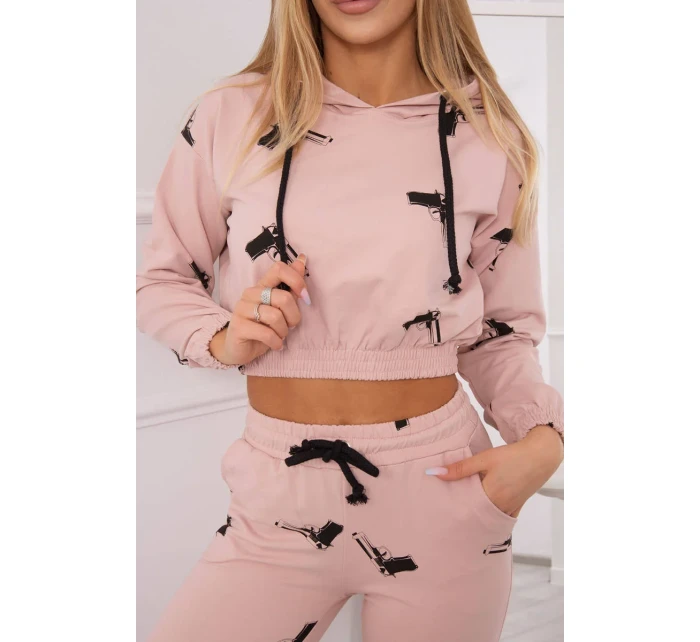 Sada s potiskem pistole tmavě pudrově růžová Sada s potiskem pistole tmavě pudrově růžová