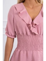 Šaty v pase tmavě pudrově růžové Šaty v pase tmavě pudrově růžové