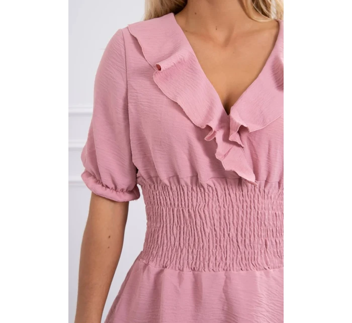 Šaty v pase tmavě pudrově růžové Šaty v pase tmavě pudrově růžové