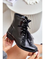 Lakované boty zateplené na zip S.Barski HY42-991 černé