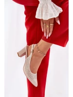 Děrované Sandály S Špičatými Nosy Na Podpatku Béžové Sergio Leone SK163