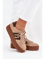 Dámské sneakersy na platformě z přírodní semiše béžové Eldira Dámské sneakersy na platformě z přírodní semiše béžové Eldira
