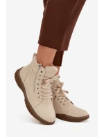 Dámské kotníkové boty s teplým kožíškem z eko kůže béžové Ulverina Dámské kotníkové boty s teplým kožíškem z eko kůže béžové Ulverina