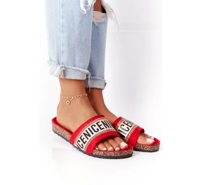 Nazouváky Na Korkové Podrážce Se Zirkony červené Be Nice Nazouváky Na Korkové Podrážce Se Zirkony červené Be Nice