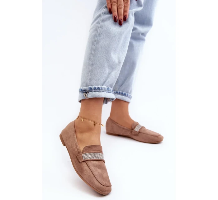 Dámské mokasíny s kamínky Světle hnědá Ralrika Dámské mokasíny s kamínky Světle hnědá Ralrika